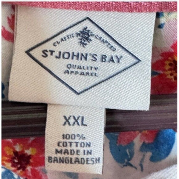 St John’s Bay Button Up Shirt Floral Print 100% Cotton Lightweight Sz XXL - Picture 7 of 10